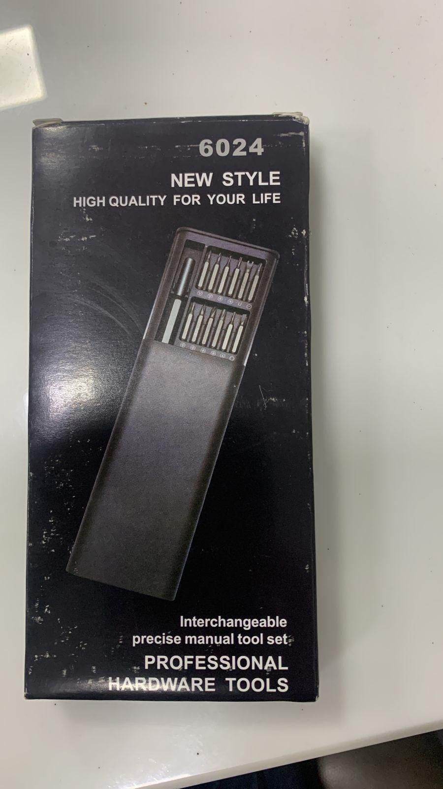 24 piece screwdriver kit in black case with interchangeable precision screwdriver bits