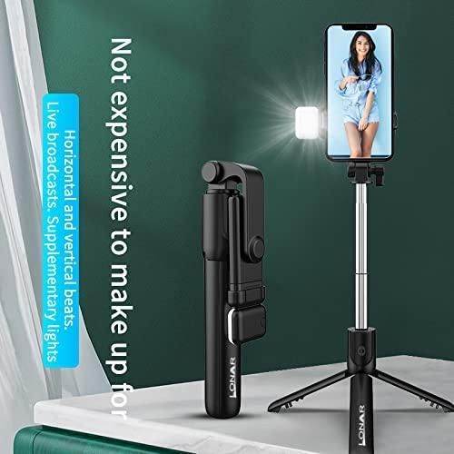 Multi function selfie stick for vlogging with adjustable tripod and ring light holding smartphone