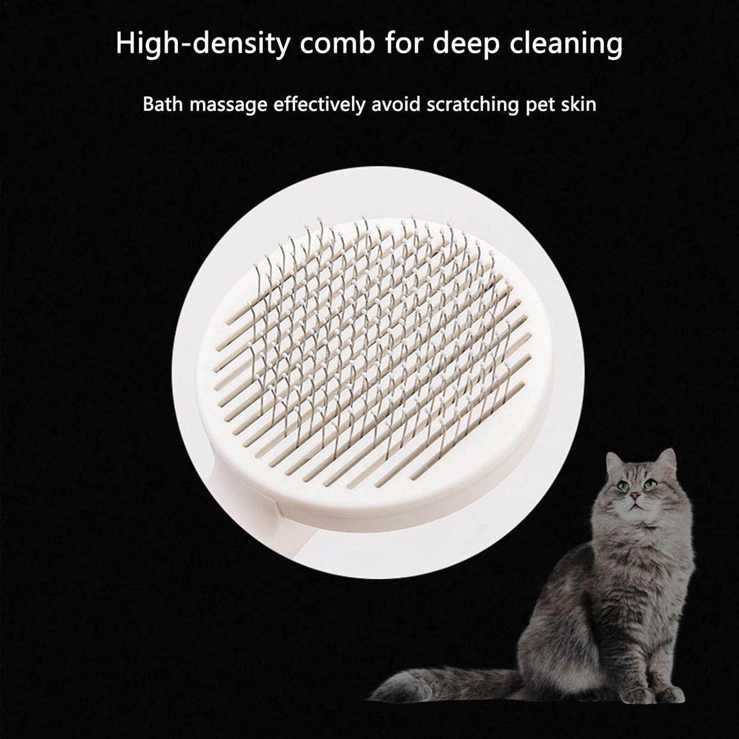 White high-density pet head comb with cleaning needle for deep cleaning and gentle bath massage