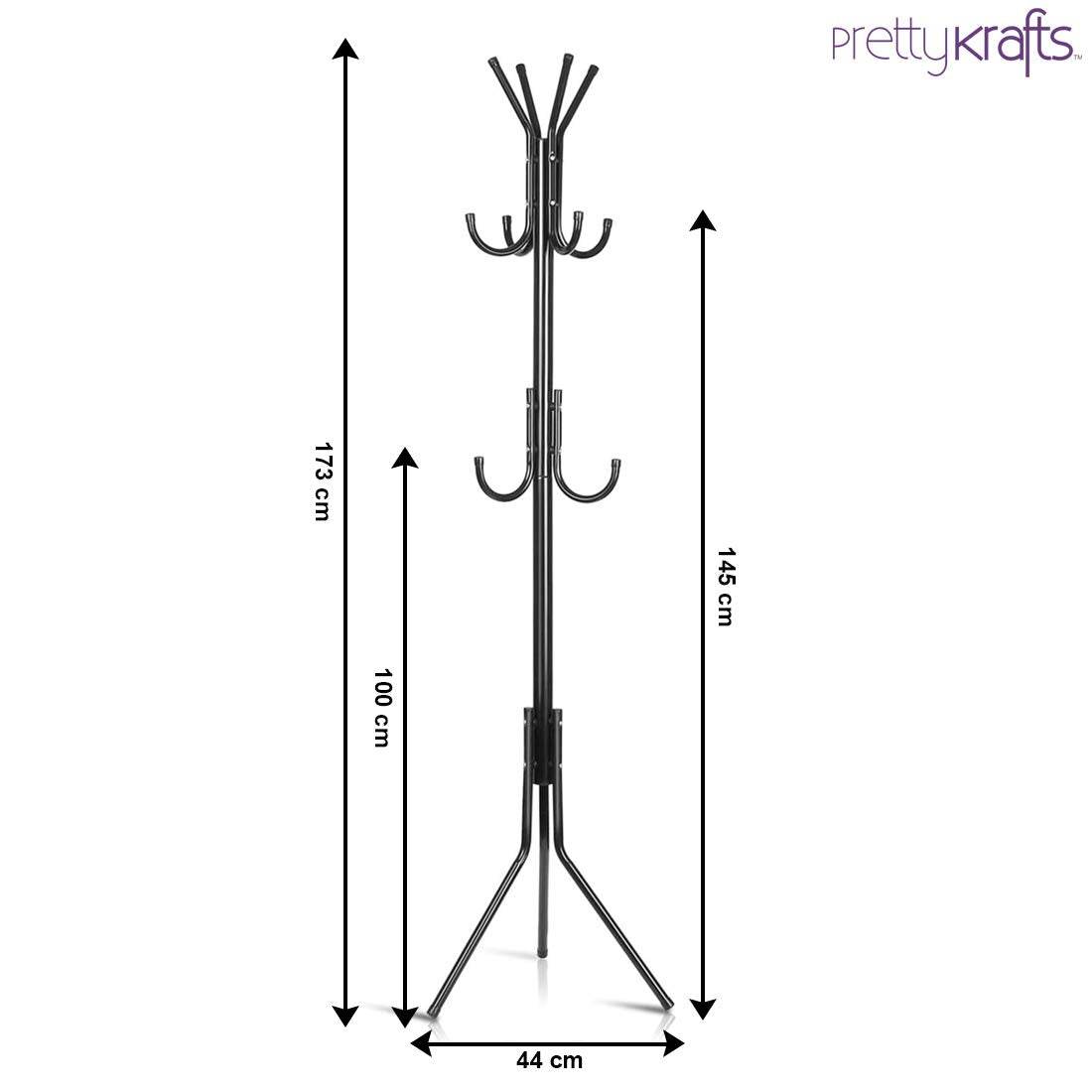 6 Hook Coat Hanger Clothes Stand Hanging Pole Wrought Iron Rack Standing Shelf Unit for Home, Bedroom Space - Haritazen