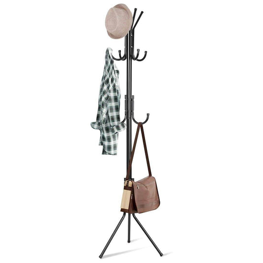 6 Hook Coat Hanger Clothes Stand Hanging Pole Wrought Iron Rack Standing Shelf Unit for Home, Bedroom Space - Haritazen