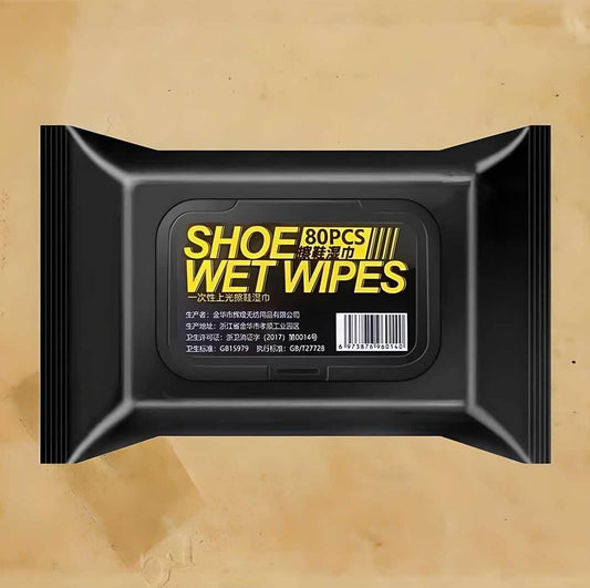 Black package of eco-friendly sneaker cleaner wipes with 80 pieces for shoe cleaning