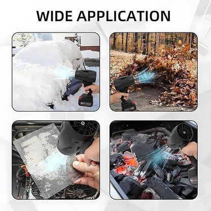 Handheld jet blower for home use clearing snow leaves dust and ashes in various outdoor and indoor settings