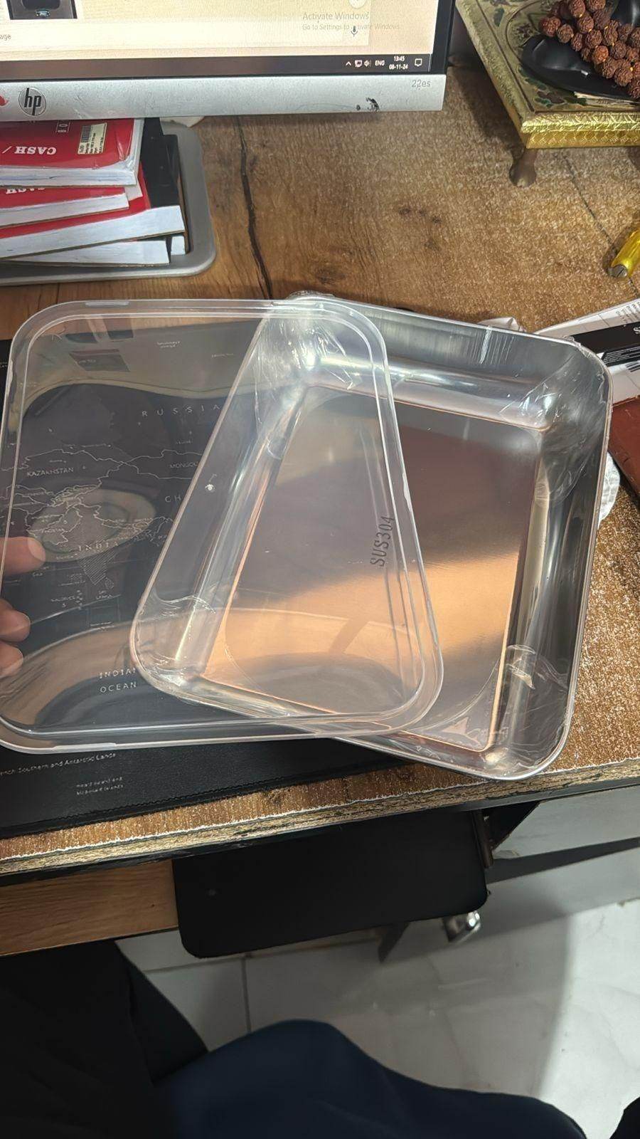 Clear multi-purpose kitchen container with cover made of transparent plastic for food storage