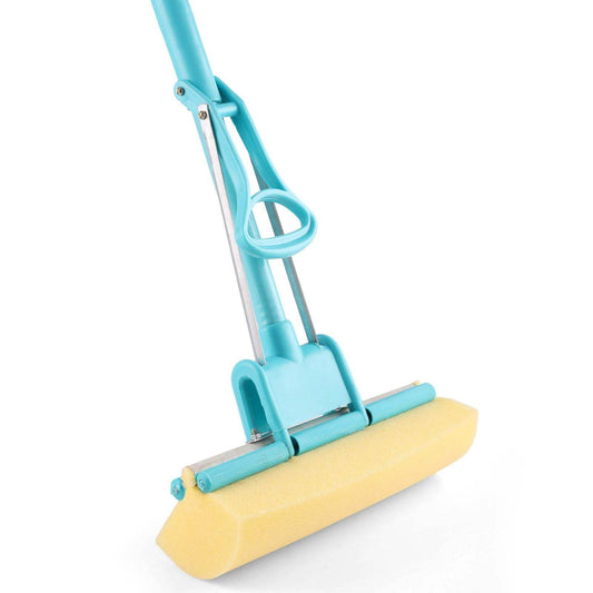 Blue multi-purpose squeeze mop wiper with yellow sponge head for easy floor cleaning