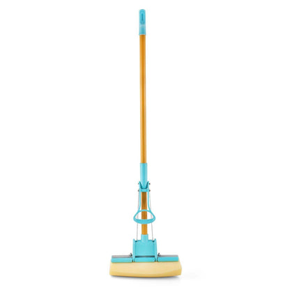 Multi-purpose squeeze mop wiper with yellow sponge head and blue handle for easy cleaning