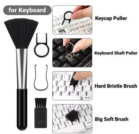 Multifunctional cleaner brush set with keycap puller keyboard shaft puller hard bristle and big soft brushes