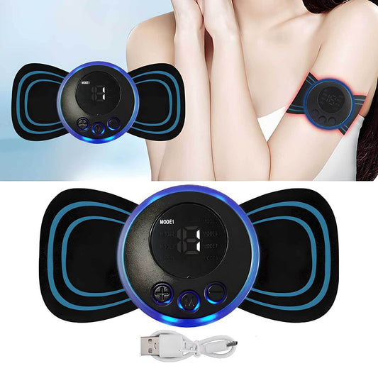 Portable wireless muscle massager device with digital display and USB charging cable for arm pain relief