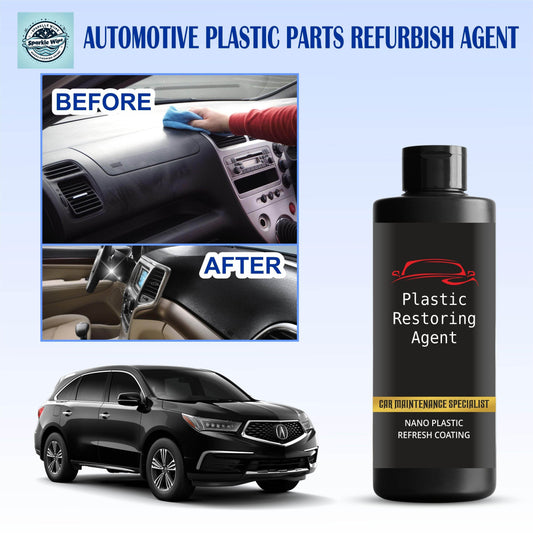 Nano coating for car interior applied on automotive plastic parts showing before and after restoration results